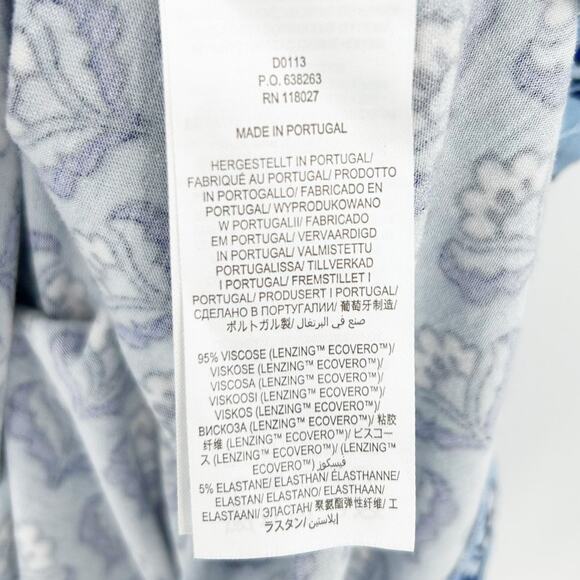 Boden Flutter Sleeve Jersey Dress Dusty Blue Oriental Bud Womens Size 12R - Picture 7 of 14